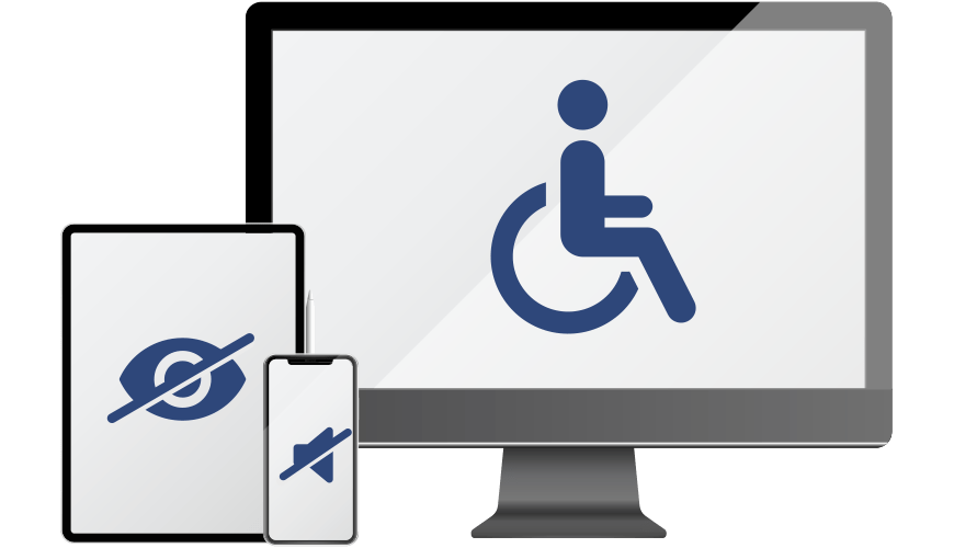 accessibility icons on desktop and mobile devices